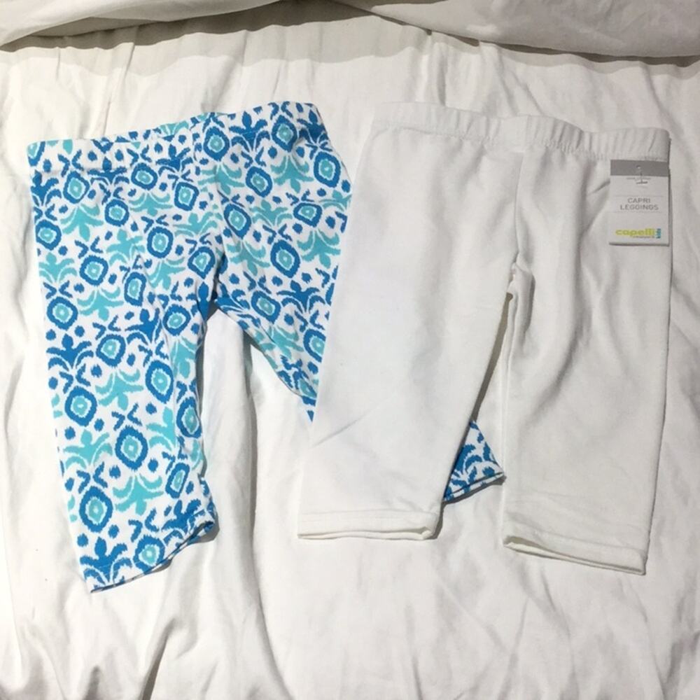 Capelli Capri 3t leggings white and turquoise NWT